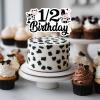 1 PCS Cow 1/2 Half Way to One Cake Topper,Farm Animals Bday Cow Cake Pick 6 Months 1/2 Birthday Half Way to One Cake Decorations for Cow Theme Half Birthday Party Cake Decorations Supplies view 2