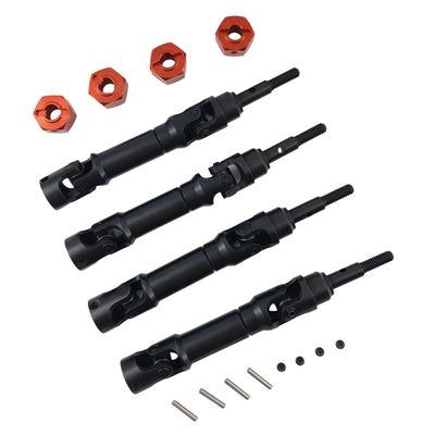 45# Steel Front & Rear CVD Drive Shaft with 12mm Wheel Hex Hubs, Heavy Duty Upgrade Parts for 1/16 Mini Maxx 4WD RC Car (Red)
