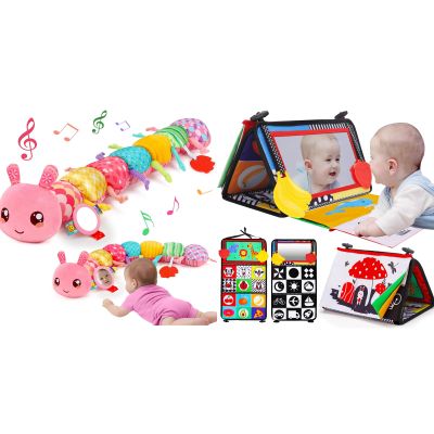Baby Toys 0-6 Month Music Animal Stuffed Caterpillar  Tummy Time Baby Mirror Toys