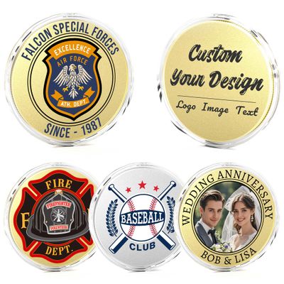 10 Custom Challenge Coins, Personalized Commemorative Coins with Logo, Customized Memorial Gifts for Company Military Family Anniversary Wedding Couple Pocket Hug Tokens Decision Coins