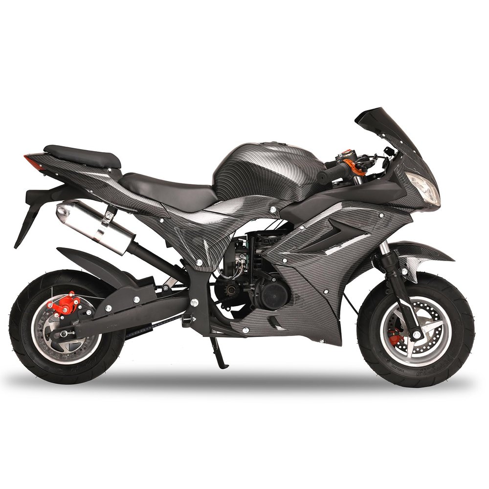 50CC 4-Stroke Kids Dirt Bike, Gas Pocket Motorcycle for Kids & Adults Mini Off-Road Motorcycle Gas Powered Dirt Bike with Front Rear Disc Brakes Load 330 LBS for Outdoor Grey