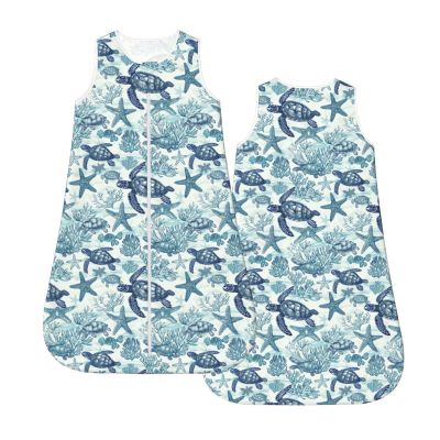 Muishi Blue Sea Turtles And Coral Baby Wearable Blanket Infant Boys Girls Sleeping Bag For Newborn Unisex Baby Stuff Sleep Sack Suit M(6-12month)