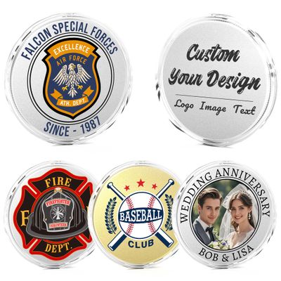 10 Custom Challenge Coins, Personalized Commemorative Coins with Logo, Customized Memorial Gifts for Company Military Family Anniversary Wedding Couple Pocket Hug Tokens Decision Coins