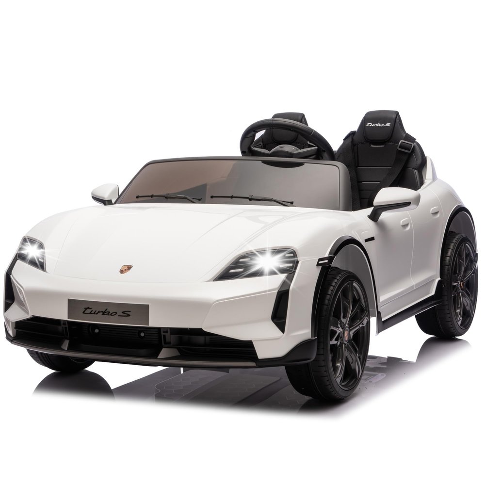 NEECHIPRO 2 Seater Ride on Toy for Big Kids, 24V 7AH Licensed Porsche Taycan Turbo S Ride On Car, Kids Electric Vehicle Toy w/Remote Control, USB/MP3 Music, Spring Suspension, LED Lights, White