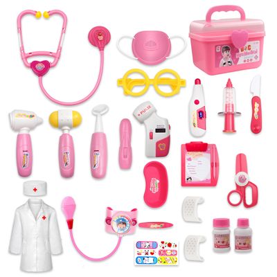 PJG Doctor Kit for Toddlers 3-5, Pretend Doctor Kids Play Set with Costume and Stethoscope Ages 3-6 ,Doctor Kit Toys for 2 3 4 5 6 Year Old Girls Boys Girls for Christmas / Birthday Gift, Pink