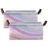 pnyoin Foldable Storage Basket Cube Bins for Organizing Closet Shelves Pantry Baby Clothes Storage Box Gold Purple Pink Marble Print Nursery Bins with Labels Waterproof Gift Baskets 2 Pack view 1