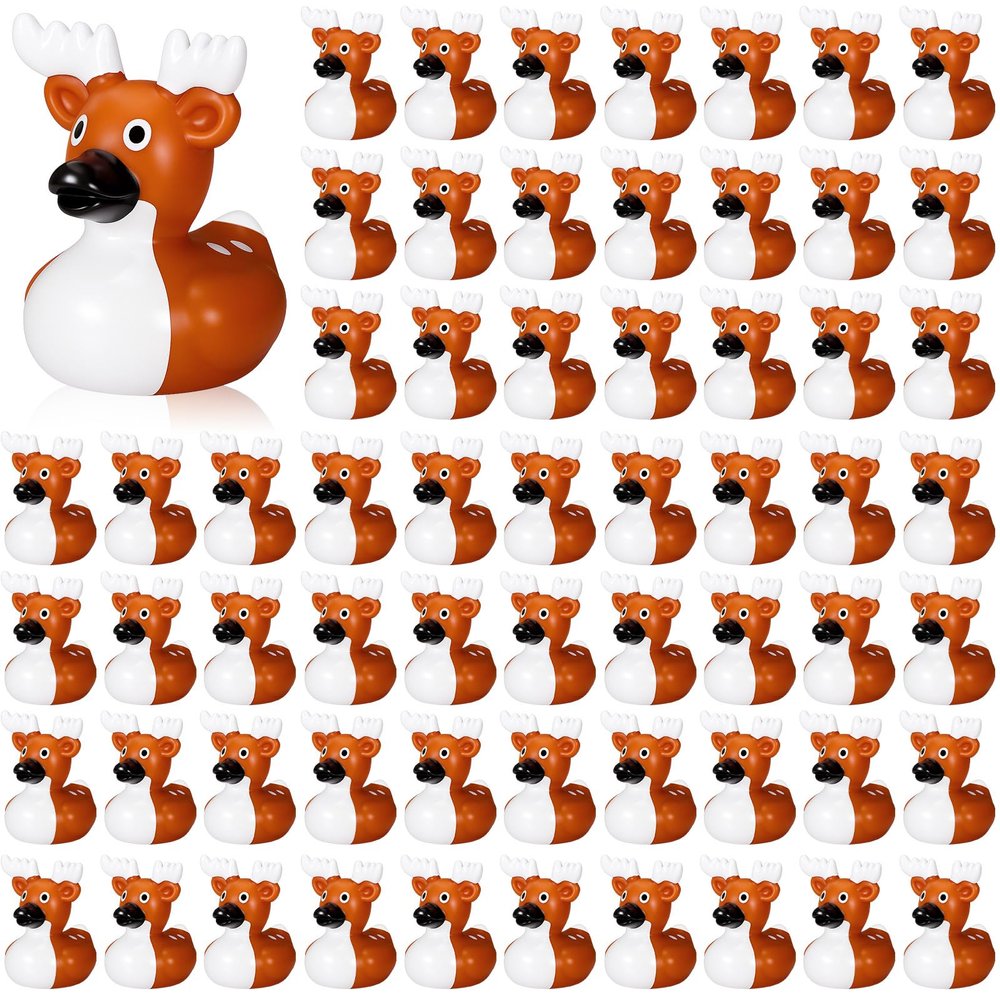 DEEKIN 24 Pcs Whitetail Deer Buck Rubber Duck 2 Inch Rubber Duck Party Favors for Winter Holiday Hunting Party Gifts Home Decorations (Whitetail Deer Buck)