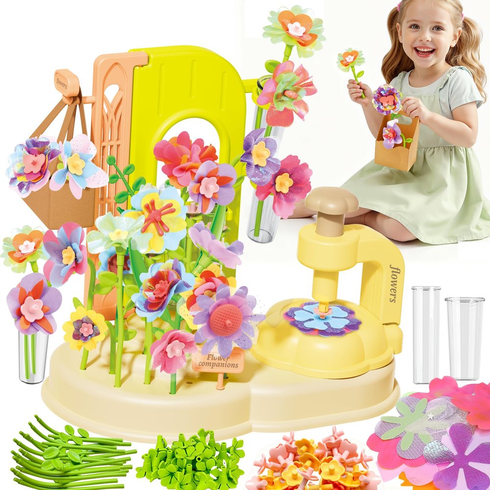 150PCS Fabric Flower Bouquets Toys DIY Flower Making Kit for Kids Ages 3-12 Arts & Crafts Flower Crafts for Kids Creative Birthday Gifts Toys for Girls