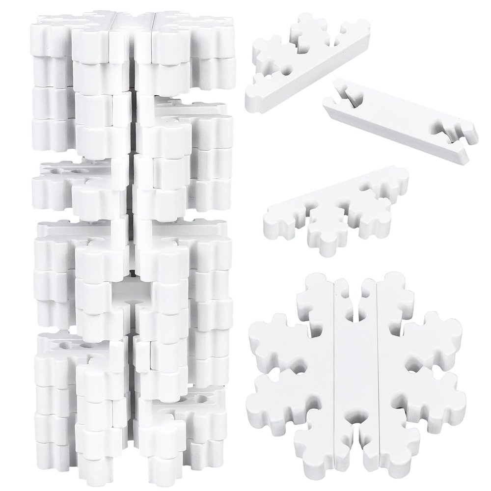 RXLWYUNLAE Christmas Wooden Blocks Stacking Game, Snowflake Collapsible Tower Game for Family Game Nights, Parties & Festive Decor, Suitable for Indoor/Outdoor Play