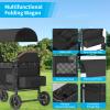 Muhub 4 Seater Wagon Stroller,Foldable Stroller with Safety Belt, Puncture-Proof Tires, All-Terrain Wagon with 360 Swivel Lockable Wheels, Large Storage Bag, Canopy,51.18 * 31.5 * 43.31 in. view 2