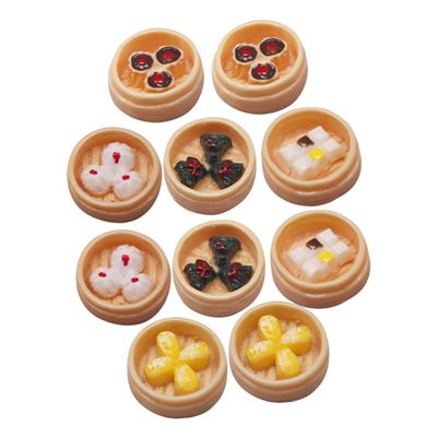 COOLHIYA 10Pcs Miniature Steamed Food Models Lifelike Dessert Props for Dollhouse Scene Adornment Detailed Mini Food Decorations for Mini House Restaurant Photo Props