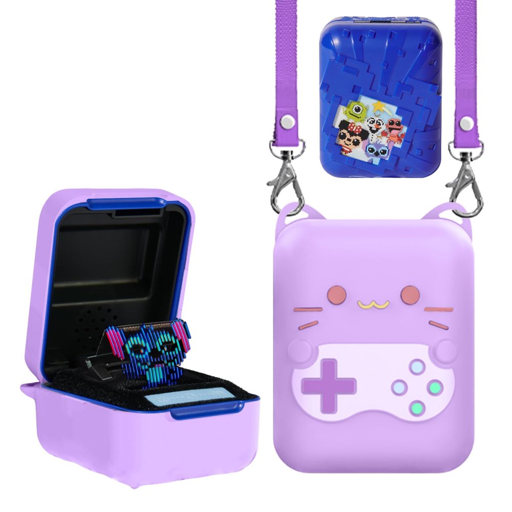for Bitzee Disney Interactive Toy Digital Pet Silicone Case with Lanyard,Full Protective Case Cover with Bitzee Disney Virtual Electronic Pets-Purple