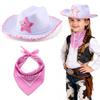 Babelshar Toddler Cowboy Hat & Bandana, Felt Cowboy Hats for 3-8, Western Cowgirl Halloween Costume for Kids, Boy and Girl view 1