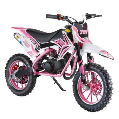 50cc Kids Dirt Bike, 2-Stroke Mini Bike Kids Motorcycle Gas Dirt Bike, Gas Powered Motorcycle Off Road with Front Rear Disc Brakes, Max Speed 30KM/H, Birthday Gifts for Children (Pink)