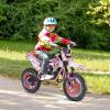 50cc Kids Dirt Bike, 2-Stroke Mini Bike Kids Motorcycle Gas Dirt Bike, Gas Powered Motorcycle Off Road with Front Rear Disc Brakes, Max Speed 30KM/H, Birthday Gifts for Children (Pink) view 3
