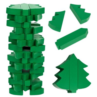 RXLWYUNLAE Christmas Wooden Blocks Stacking Game, Green Tree Collapsible Tower Game for Family Game Nights, Parties & Festive Decor, Suitable for Indoor/Outdoor Play