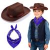 Babelshar Toddler Cowboy Hat & Bandana, Felt Cowboy Hats for 3-8, Western Cowgirl Halloween Costume for Kids, Boy and Girl view 1