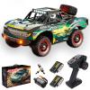 Authticar 4WD Remote Control Truck High Speed Remote Control Off Road Car with LED Lights All Terrain Short Course Vehicle for Teens Adults (Green) view 1
