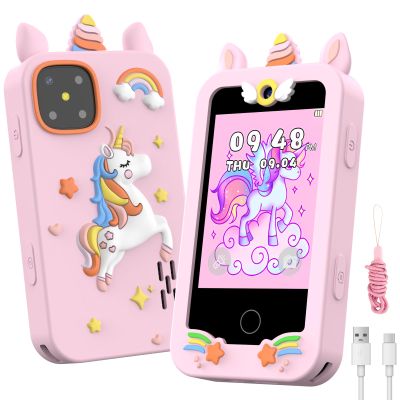 Kids Smart Phone for Girls, Christmas Birthday Gifts for Girls Age 3-10 Mini Toddler Cell Phone for Kids, Toddler Girl Learning Toy Phone with Dual Camera, Game, Music Player