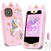 Kids Smart Phone for Girls, Christmas Birthday Gifts for Girls Age 3-10 Mini Toddler Cell Phone for Kids, Toddler Girl Learning Toy Phone with Dual Camera, Game, Music Player view 1