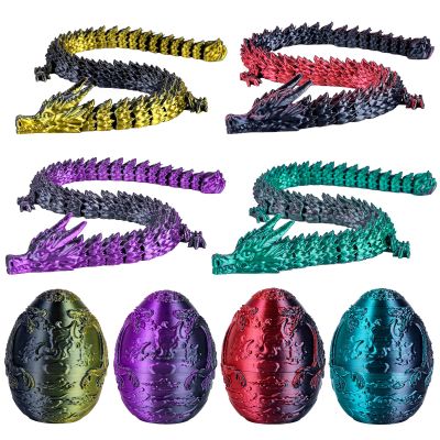 3Dgenius 4Pcs 3D Printed Dragon Eggs 2.76inch Dragon Eggs with 9.84inch Dragons Inside 3D Printed Toys Dragon Toys for Kid & Adults, Easter Home Decor, 4Pack3