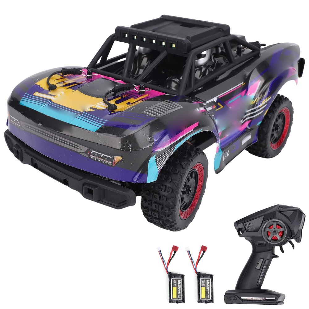 Authticar 4WD Remote Control Truck High Speed Remote Control Off Road Car with LED Lights All Terrain Short Course Vehicle for Teens Adults (Purple)