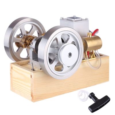 M90 Horizontal Hit & Miss Gasoline Engine Model - Metal Internal Combustion Engine with Hand Starter & Wood Base for Display & Education