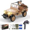 Authticar RC Crawler, 1:14 Scale Willys Military Jeep, 2.4Ghz 4WD Off Road Rock Crawler with 45 Climb, Alloy Chassis/Drivetrain, Dual-Speed Transmission, Functional Winch, LED for Adult (Yellow) view 1