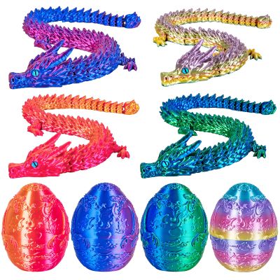 3Dgenius 4Pcs Large 3D Printed Dragon Eggs 3.54inch Dragon Eggs with 12inch Dragons Inside 3D Printed Toys Dragon Toys for Kid & Adults, Easter Home Decor, 4Pack5