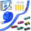 15 Ft Flexible Race Car Track for Kids, Rolls Up Portable Race Tracks with 6 Car & Suction Cups, Compatible with Hot Wheels and Diecast 1/64th Cars, Birthday Gifts for Boys Girls view 1
