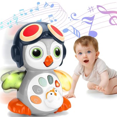 Autumety Crawling Musical Penguin Baby Toys with Music, Infant Tummy Time Toys for Babies 0 3 6 9 12-18 36 Months Newborn Devolopment Toddler Boy Girl Age 1 2 3 Year Old Christmas 1st Birthday Gifts