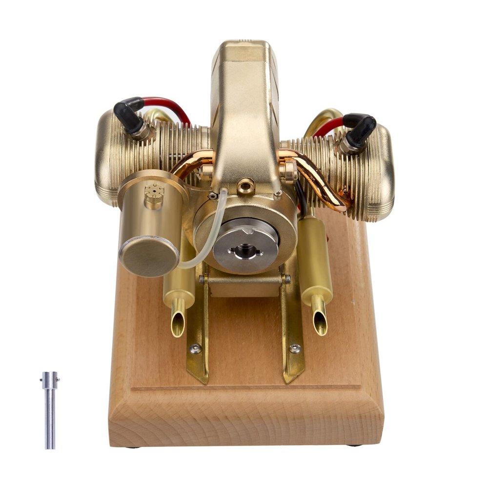 R90S 3.2CC Horizontally Opposed Twin-Cylinder Gasoline Engine Model - 4-Stroke Motorcycle Engine with Wood Base for Display & Collectors