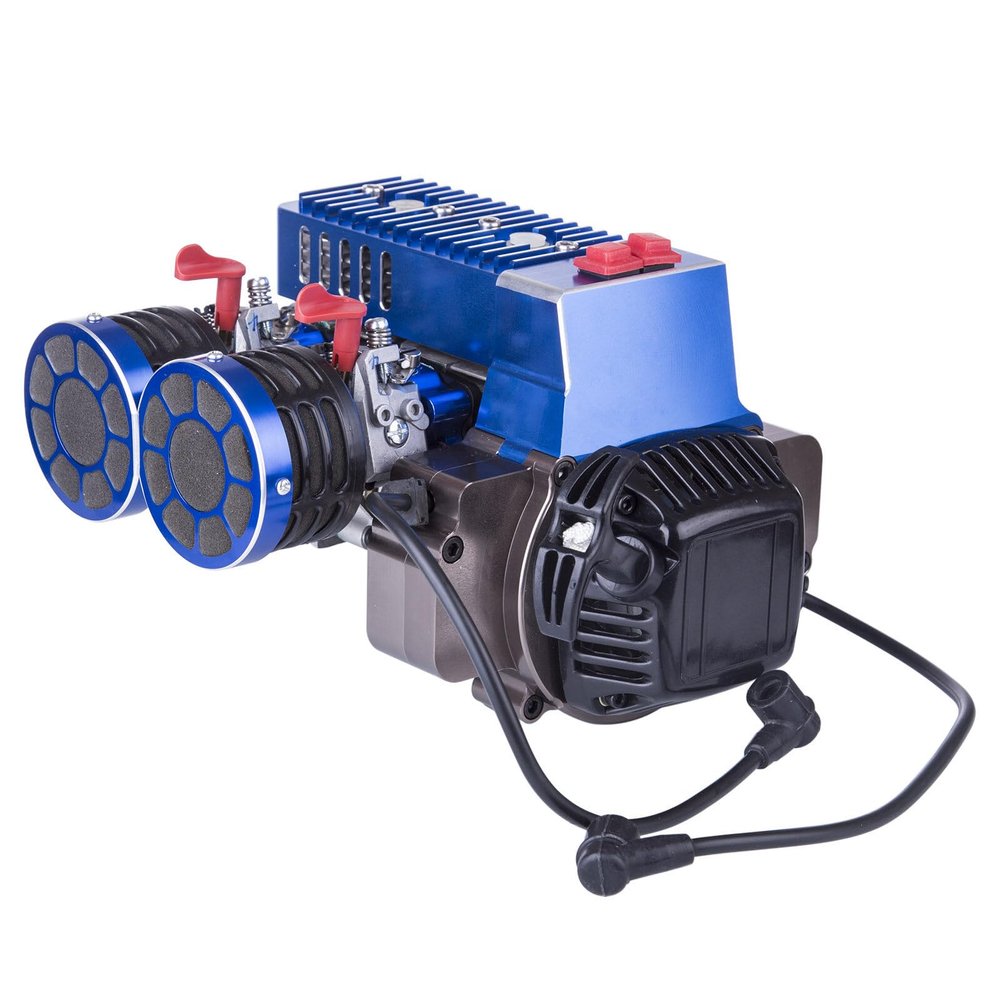 60cc Inline Twin Cylinder Gasoline Engine 15HP for 1/5 RC Model Car HPI Baja LOSI 5T with Hand Pull Start and Forced Air Cooling