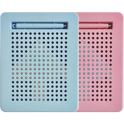 LUSTERMOON 2 Pcs Magnetic Drawing Board for Kids with Magnet Stylus Pen and Beads, Toddler Doodle & Sketch Toys for Girls & Boys, Stress Relief Toy, Educational & Fun for Toddlers (Blue Pink)