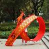 BPGSLYX 3D Dragon Poi Streamer Outdoor Square Exercise, Multi-Patterned Dragon Dance Ribbon Streamer for Wu Long (12m,Single-Sided Bronzing, red) view 2