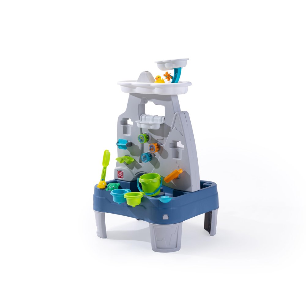 Step2 Misting Mountain & Waterfall Water Table with 21-Piece Accessory Set, Plastic, Ages 18 Months5 Years, Gray