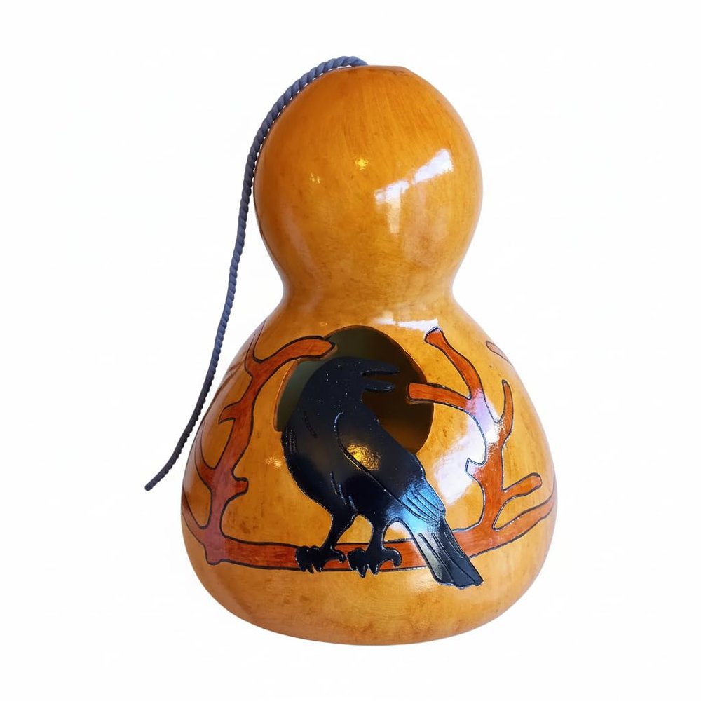 Black Raven Thunder Gourd Drum: Unique Handmade Musical Instrument