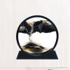 KHAOL 3D Deep Sea Sandscape Moving Sand Art Liquid Motion Hourglass Style Decorative Art Piece Bubbler Flowing Sand Art Picture for Office Desk Accessories(Black,7in) view 1