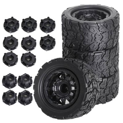 4pcs 110mm 1/10 Scale Stunt Tires Compatible with 12mm and 14mm Hex Hubs Fits Various RC Trucks Similar to MAXX Outcast