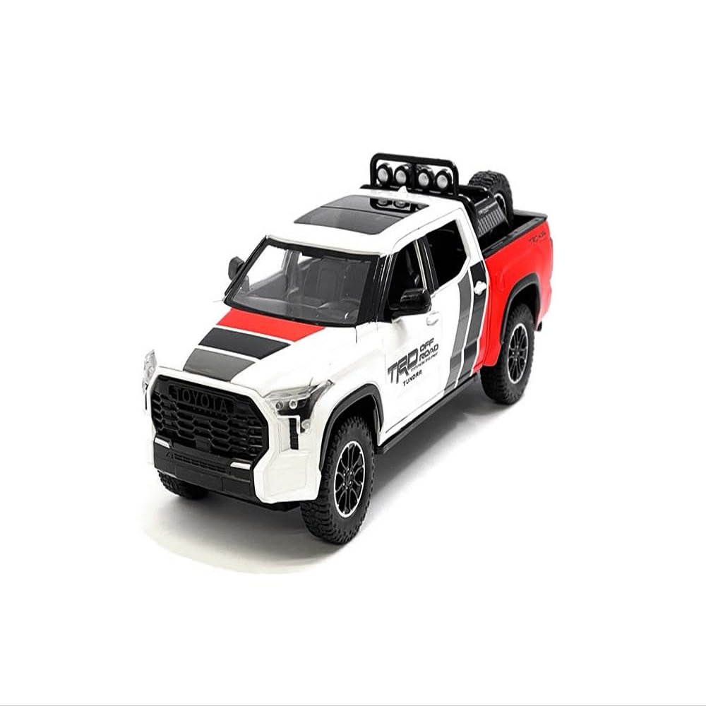 2023 TRD 4x4 Pickup Truck White and Red with Black and Gray Stripes with Sunroof and Wheel Rack Limited Edition to 2400 Pieces Worldwide 1/24 Diecast Model Car H08555-MJS03