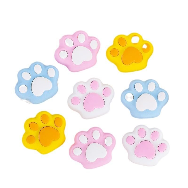 12pcs Cute Paw Print Erasers,Student Stationery, School Supplies (Yellow, Pink,White,Blue, Style)