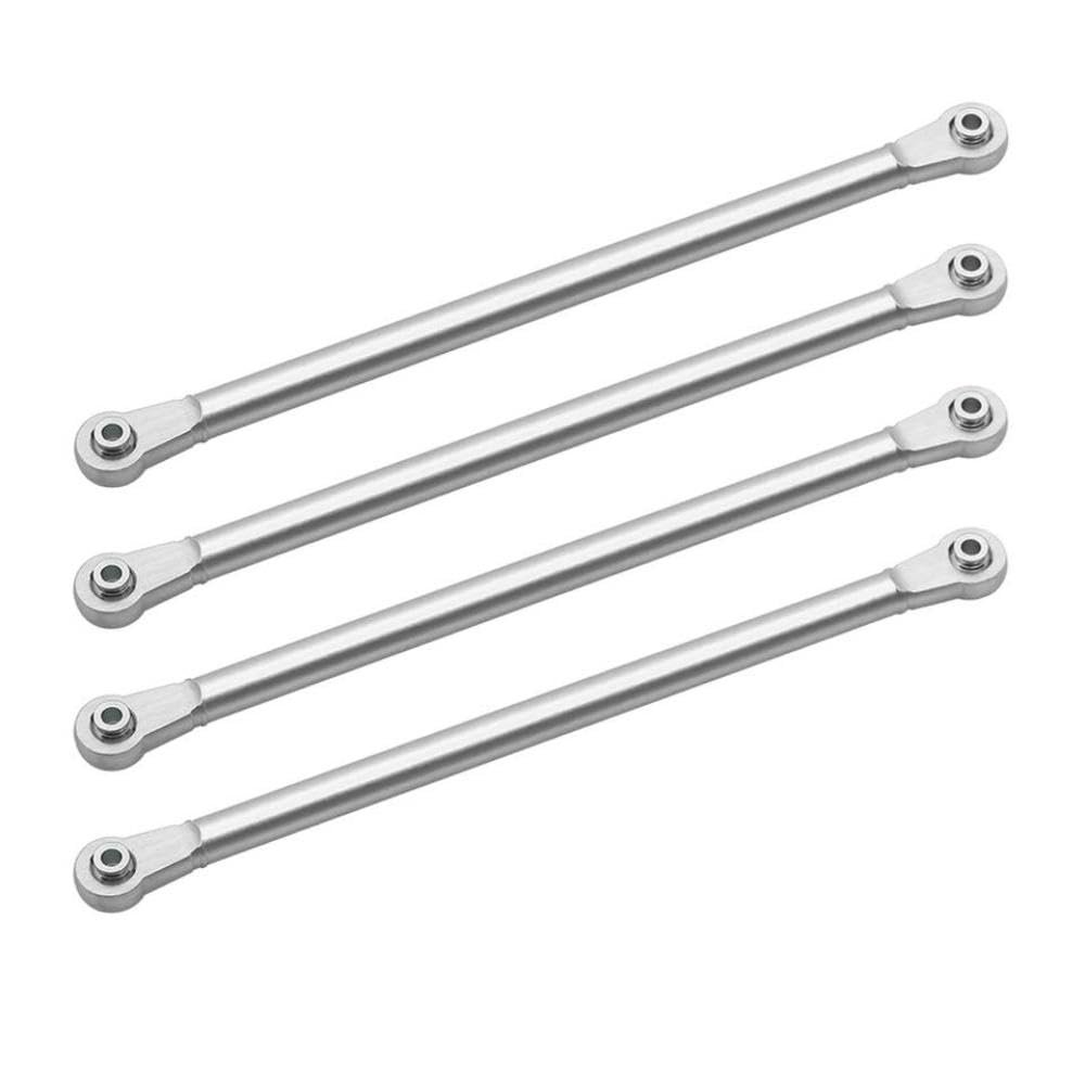 1/8 Scale RC Car Upgrade Parts Metal Upper and Lower Chassis Link Set Compatible with 4WD Solid Axle Vehicles Similar to LMT(4pcs Upper Silver)