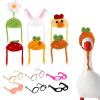 6 Sets 7in Mini Desk Goose Outfits, Mini Knitting Hat with Glasses Cute Adjustable Small Porch Goose Headwear Accessories for Magnetic Geese Statue view 1