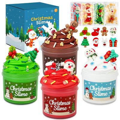 Christmas Party Favors for Toddler Boys Girls - 8 Pack Holiday Slime Kit, Small Xmas Classroom School Gifts Prizes for Kids Student, Christmas Non Candy Goodie Treat Bag Stocking Stuffers Trinkets