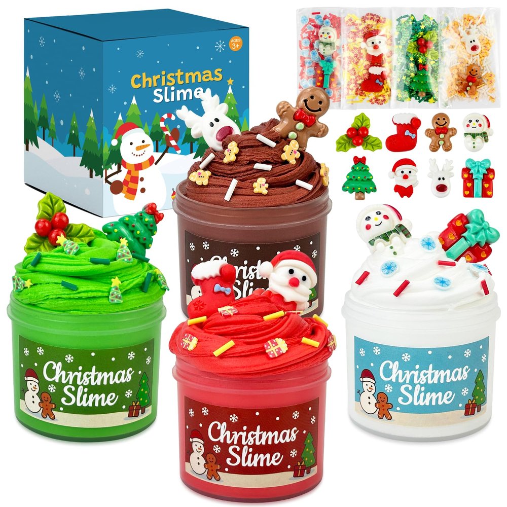Christmas Party Favors for Toddler Boys Girls - 8 Pack Holiday Slime Kit, Small Xmas Classroom School Gifts Prizes for Kids Student, Christmas Non Candy Goodie Treat Bag Stocking Stuffers Trinkets