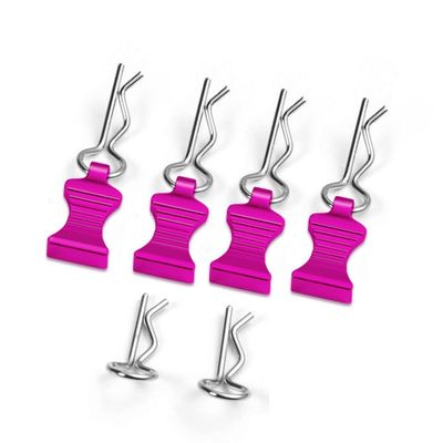 4Pcs Metal R Type RC Car Body Clips with Tab Compatible with 1 10 1 12 Scale Remote Control Car Model Parts(Rose Red 4Pcs)