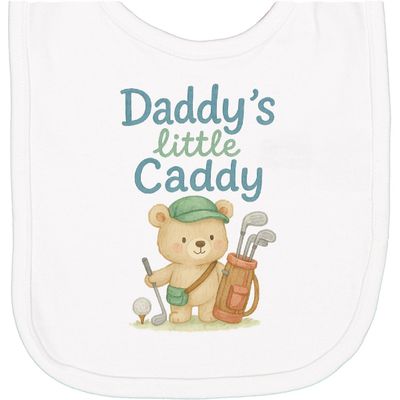 inktastic Daddy's Little Caddy Bear Golf Newborn Bib White 46c17