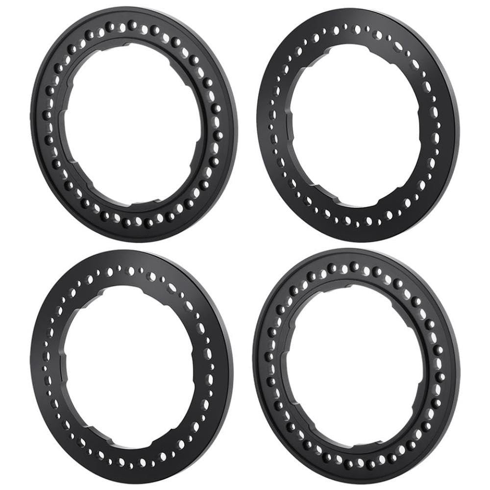 4Pcs 2.9inch Metal Wheel Rings Compatible with 1 6 Scale RC Cars Like SCX6 AXI05000 AXI05001 Trail Honcho Upgrade Parts(A Black)