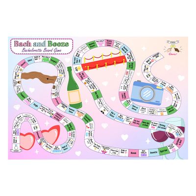 Atventure Bachelorette Party Board Game  Funny Bridal Shower Game for Bride to Be, Custom Bachelorette Party Gift, Hen Party Favor, Girls Night Drinking Game (8 or 12 Players)