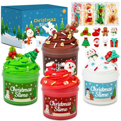 Christmas Classroom Favors Gifts for Kids - 12 Pack Xmas Slime with Charms, Holiday Goodie Treat Bag Stocking Stuffers for Teens, Christmas Party Supplies Presents Activities Giveaways for Toddlers